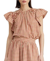 En Saison Women's Juni Gingham Ruffled Short-Sleeve Blouse