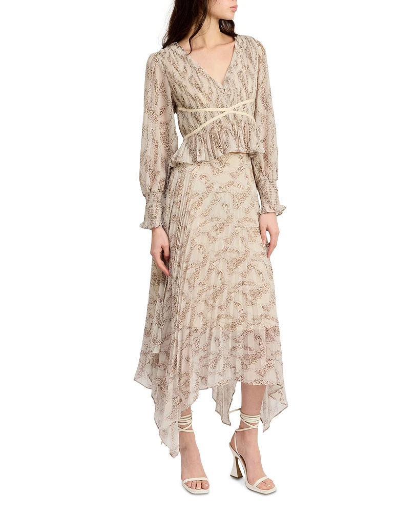 En Saison Women's Ever Pleated Chiffon Midi Skirt