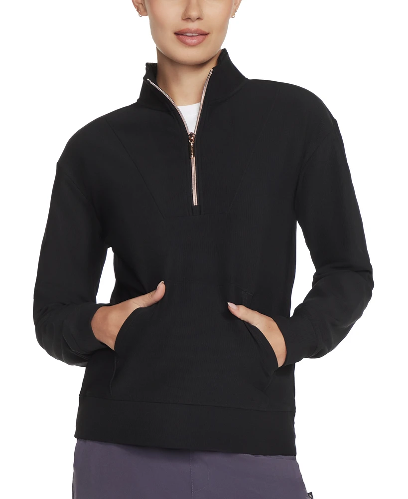 Skechers Women's Go Luxe Ribbed Knit Quarter Zip Jacket