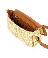 Tommy Bahama Raffia Flap Bag with Double Leather Strap