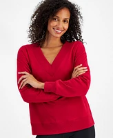 Id Ideology Women's Fleece V-Neck Sweatshirt, Created for Macy's