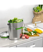 iTouchless Stainless Steel Compost Bin 1.6 Gallon Includes AbsorbX Odor Filter System, Pest-Proof, Titanium Rust-Free Space-efficient Slim Oval Shape