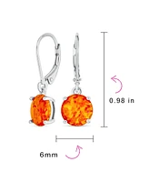 Bling Jewelry Round Solitaire Created Opal Lever back Drop Earrings .925 Sterling Silver 8MM