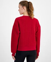 Id Ideology Women's Relaxed Quilted Crewneck Pullover, Created for Macy's