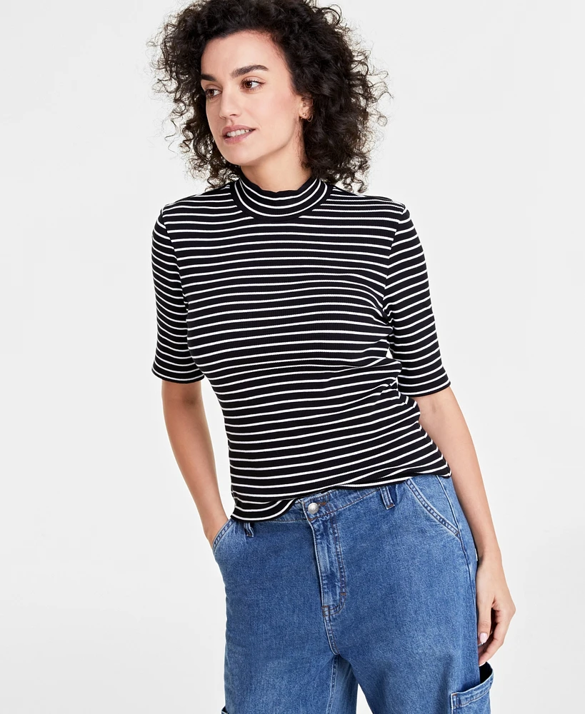 On 34th Women's Mock Neck Elbow-Sleeve Top, Created for Macy's