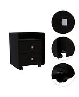 Fm Furniture York Nightstand, Superior Top, Two Drawers, Four Casters