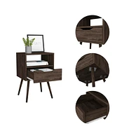 Fm Furniture Allie Nightstand, Superior Top, Open Shelf, One Drawer