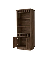 Fm Furniture Sophia Bar Cabinet with Glassware Rack and Five Bottle Racks