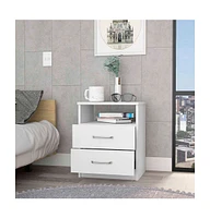 Fm Furniture Oklahoma Nightstand,Two Drawers, One Shelf