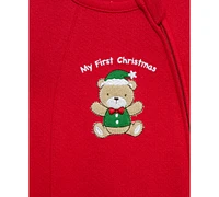 Little Me Baby 1st Holiday Bear Footed Cotton Coverall