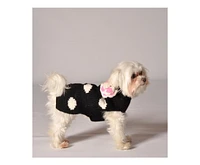 Chilly Dog Black Polka Dot Flower Dog Sweater