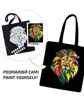 Rosa ROSATalent: Eco-Friendly Cotton Ecobag Coloring Kit – Neon Lion (220 Gsm, 38x42 cm)