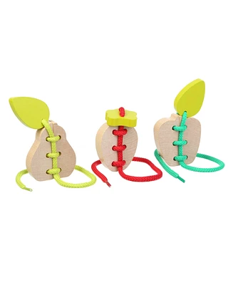 Cubika Wise Elk/Cubika Wooden Lacing Toy Set - Fruits - Assorted Pre