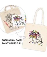 Rosa ROSATalent: Eco-Friendly Cotton Ecobag Coloring Kit – Flower Bicycle Design (220 Gsm, 38x42 cm)