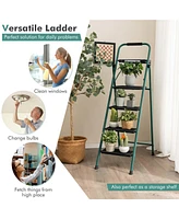 Costway 4 Step Ladder Folding Portable Anti-Slip Steel Step Stool 330lbs with Tool Platform
