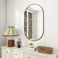 Homlux Oval Wall Mounted Mirror 22"x38" in Black