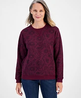 Style & Co Plus Printed Crewneck Sweatshirt, Created for Macy's