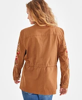 Style & Co Women's Embroidered-Sleeve Field Jacket, Created for Macy's