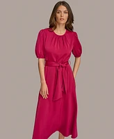 Donna Karan Women's Jewel-Neck Short-Sleeve Tie-Waist Dress