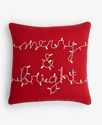 Holiday Lane Merry & Bright Decorative Pillow, 18" x 18", Created for Macy's