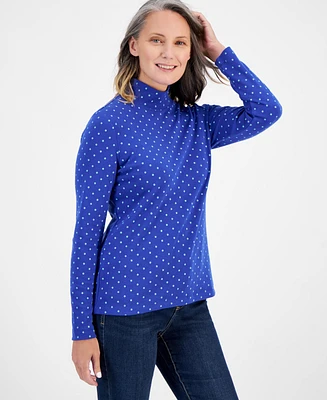 Style & Co Women's Print Mock-Neck Long-Sleeve T-Shirt, Created for Macy's