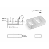 32 L X 20 W Double Basin Farmhouse Kitchen Sink With Basket Strainer