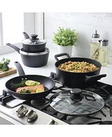 Oster Connelly 7 Piece Aluminum Premium Nonstick Pots and Pans Cookware Set W/ Induction & BakelteStay Cool Handle - Black