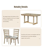 Streamdale Furniture 6-Piece Rubberwood Dining Table Set With Beautiful Wood Grain Pattern Table Top Solid Wood