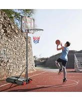 Costway Portable Basketball Hoop Stand 6.3FT-8.1FT Adjustable withWheels & Edge Protectors