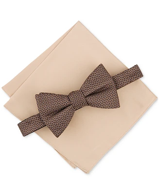 Alfani Men's Loretto Mini-Pattern Bow Tie & Solid Pocket Square Set, Created for Macy's