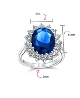 Bling Jewelry 4CT Blue Oval Cubic Zirconia Cz Ring Sterling Silver