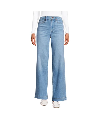 Lands' End Women's Recover High Rise Wide Leg Blue Jeans