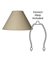 Set of 2 Empire Lamp Shades Fine Burlap Beige Large 6" Top x 17" Bottom x 11.5" High Spider with Replacement Harp and Finial Fitting - Springcrest