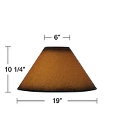 Set of 2 Empire Lamp Shades Distressed Faux Paper Brown Large 6" Top x 19" Bottom x 12" High Spider with Replacement Harp and Finial Fitting