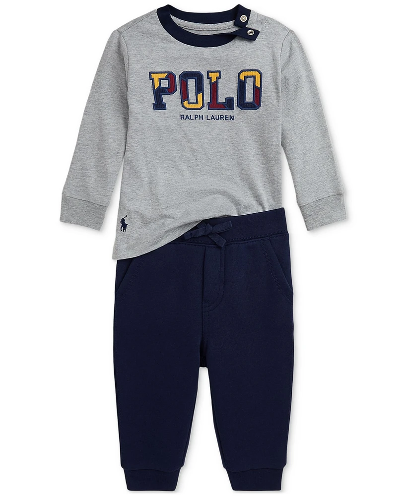 Polo Ralph Lauren Baby Logo Tee & Fleece Jogger Pant Set