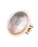 Barse Etto Black Mother of Pearl Golden Bronze Oval Ring