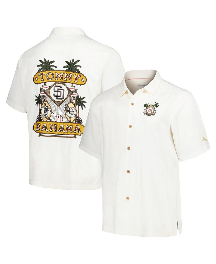 Tommy Bahama Men's White San Diego Padres Pitcher's Paradiso Button-Up Camp Shirt