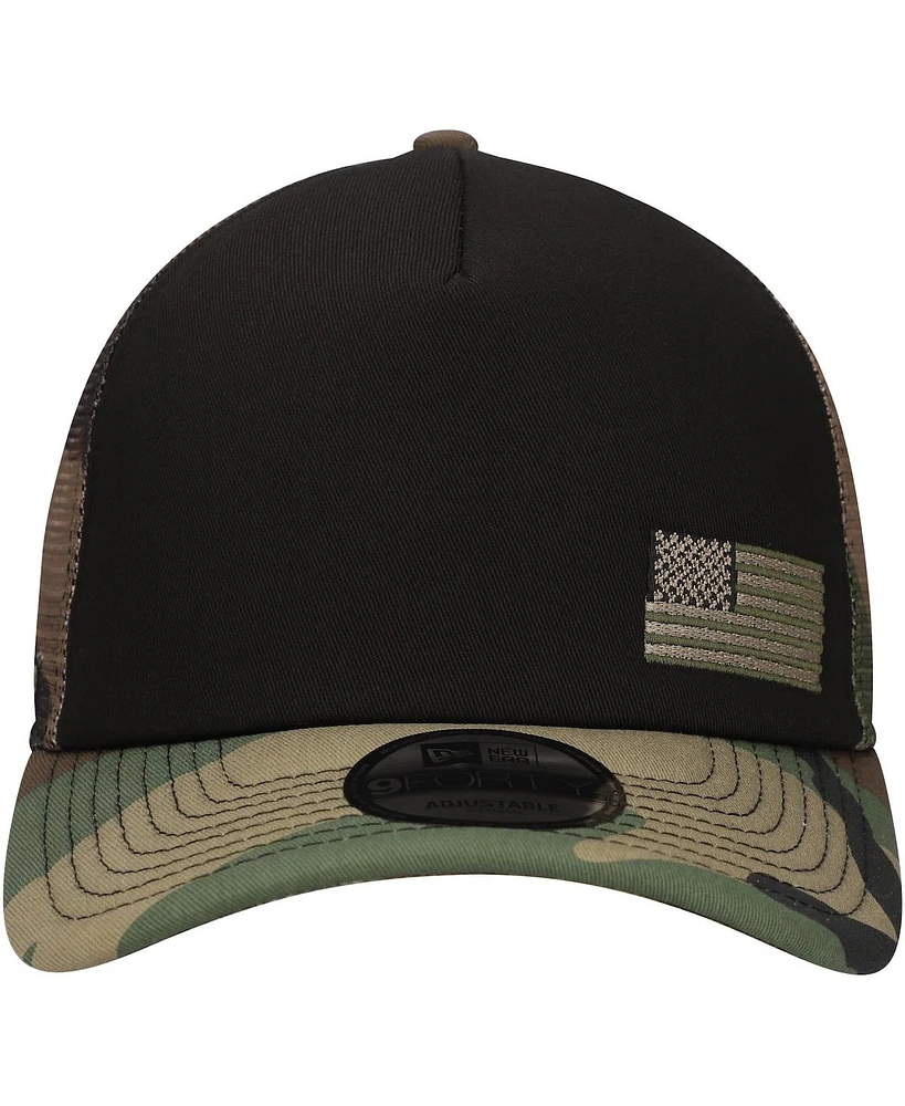New Era Men's Black/Camo Nascar Merchandise Trucker 9FORTY Adjustable Hat