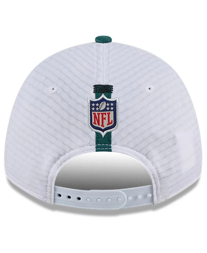 New Era Big Boys and Girls White/Midnight Green Philadelphia Eagles 2024 Nfl Training Camp 9FORTY Adjustable Hat