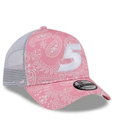 New Era Men's Pink Kyle Larson 9FORTY A-Frame Trucker Paisley Adjustable Hat