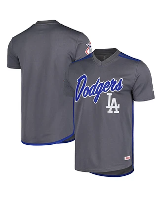 Stitches Men's Charcoal Los Angeles Dodgers Team V-Neck Jersey