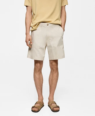 Mango Men's Herringbone Bermuda Shorts