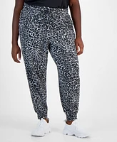 Id Ideology Plus Relaxed Animal-Print Fleece Jogger Sweatpants, Created for Macy's