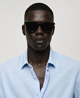 Mango Men's Regular-Fit Striped Cotton-Linen Shirt