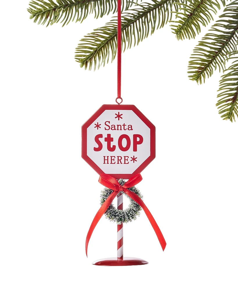 Holiday Lane Christmas Cheer Santa Stop Here Ornament, Created for Macy's