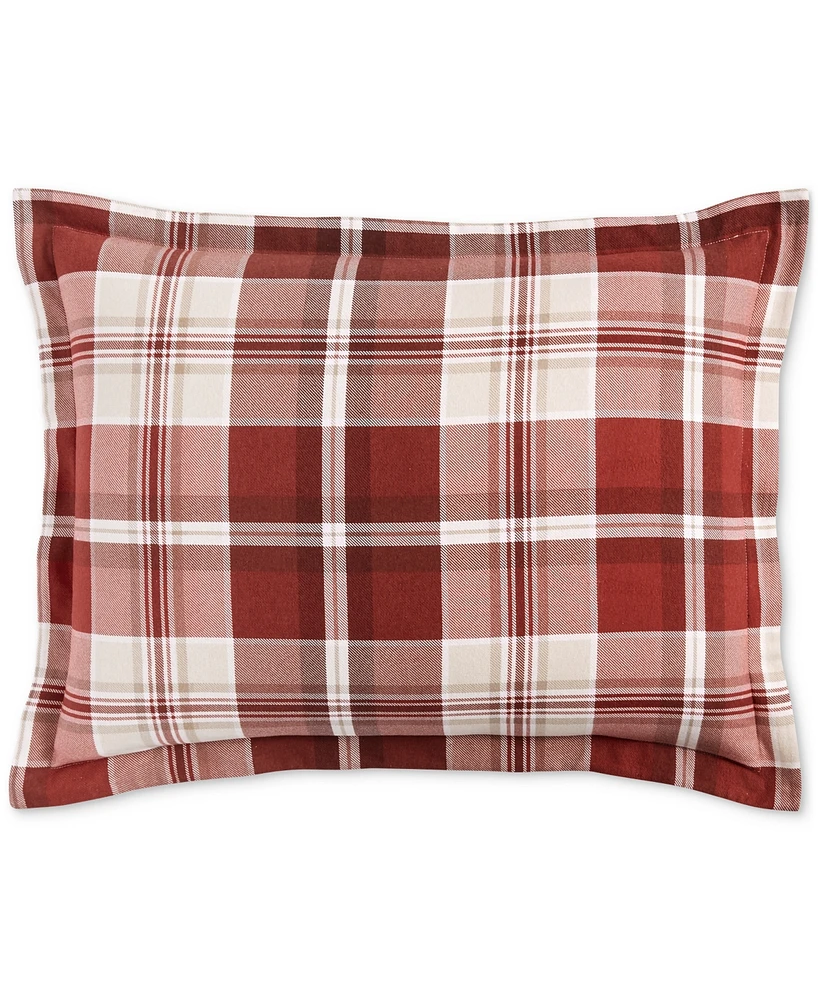 Charter Club Crimson Plaid Flannel Sham, Standard, Exclusively at Macy's