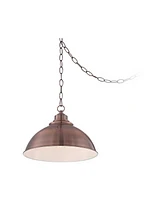 Franklin Iron Works Southton Copper Swag Pendant Lighting Fixture 13.25" Wide Farmhouse Industrial Rustic Dome Shade for Dining Room Living House Home