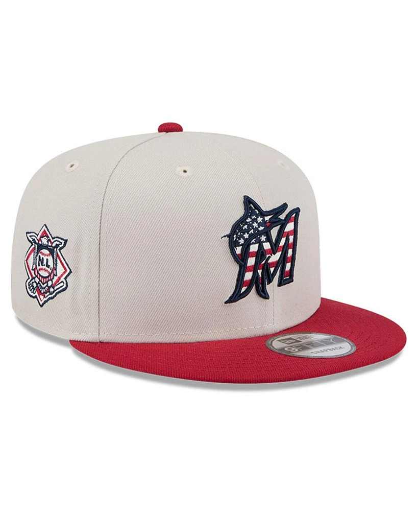 New Era Men's Red Miami Marlins 2024 Fourth of July 9FIFTY Snapback Hat