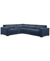 Nevio 5-Pc. Fabric Power Headrest L-Shape Sectional and Console with Motion Chairs
