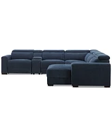 Nevio 6-Pc. Fabric Power Headrest Sectional with Chaise & Console and Motion Chairs